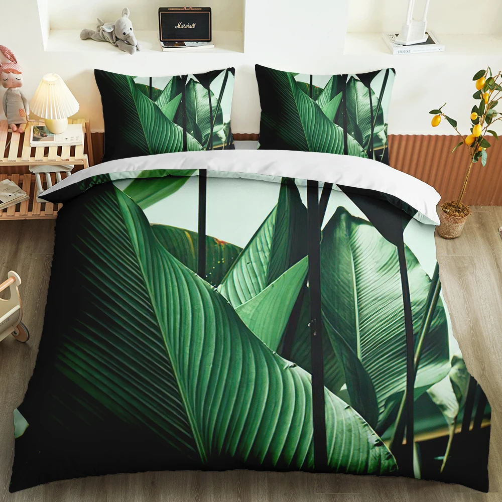 

Modern 3D colorful Leaf flower Bedding Sets leaves decoration Duvet Cover pillowcase Set Queen King size 2/3 pcs Bedclothes
