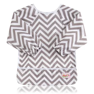 Ohbabyka детский нагрудник для кормления, водонепроницаемые нагрудники с длинным рукавом и заусенцами с карманами, непроницаемые нагрудники для детей, нагрудник с принтом единорога и фламинго