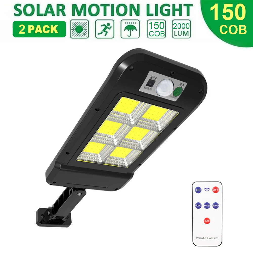 Уличный светильник на солнечной батарее 150COB светодиодный с датчиком движения