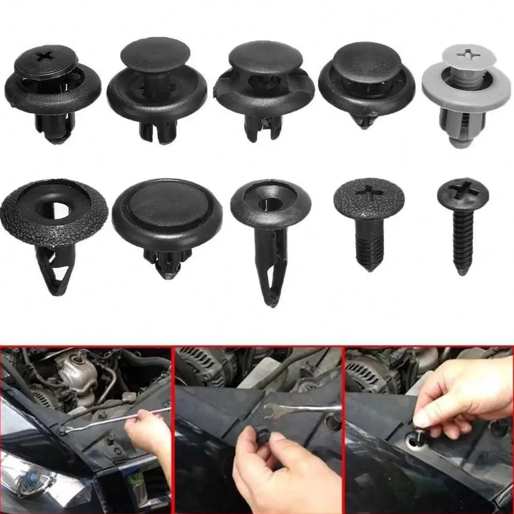 100pc Car Plastic Clips Rivet Set Push Auto Trunk Bumper Fastener Kit Screw for Body Fender | Автомобили и мотоциклы
