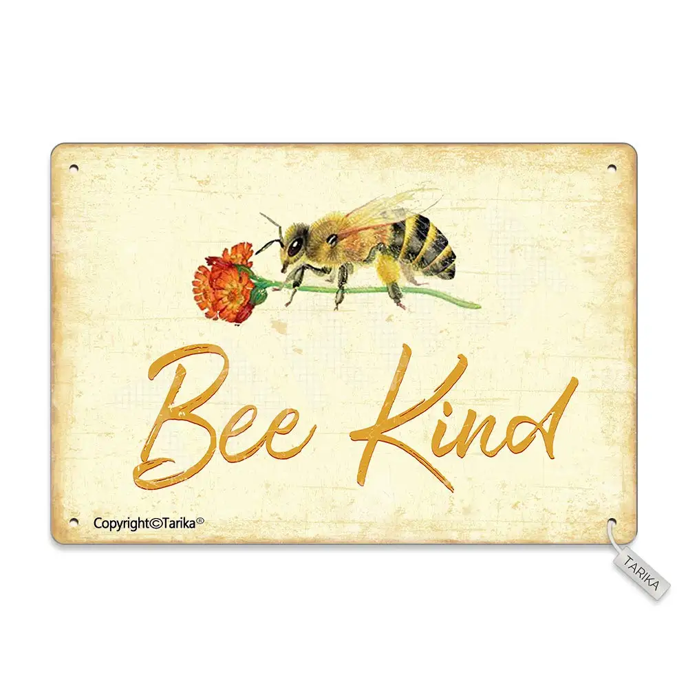 

Bee Kind 8X12 Inch Iron Vintage Look Decoration Art Sign for Home Kitchen Bathroom Farm Garden Garage Inspirational Quotes Wall