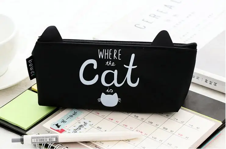 1 шт. Lytwtw's Kawaii Cute Cat Пенал для карандашей силиконовый школьный стационарный набор для получения косметических средств косметический Чехол