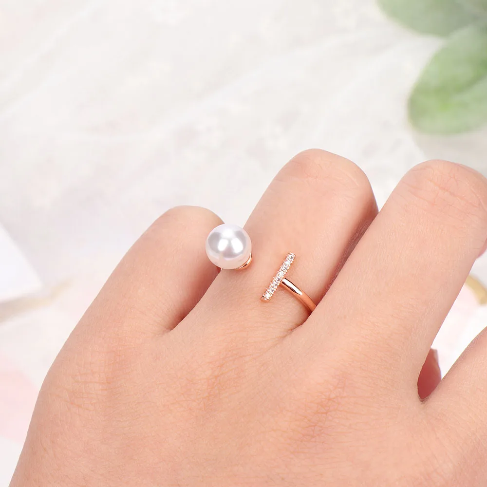 Модное регулируемое женское кольцо с искусственным жемчугом для свадебной