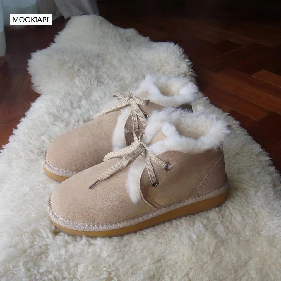 Новейший Европейский стиль 2019 г. Зимние ботинки с низким голенищем натуральная