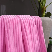 striped flannel blanket for sofa decorative winter solid color warm soft fleece throw blankets home decoration yoga bedspreads
