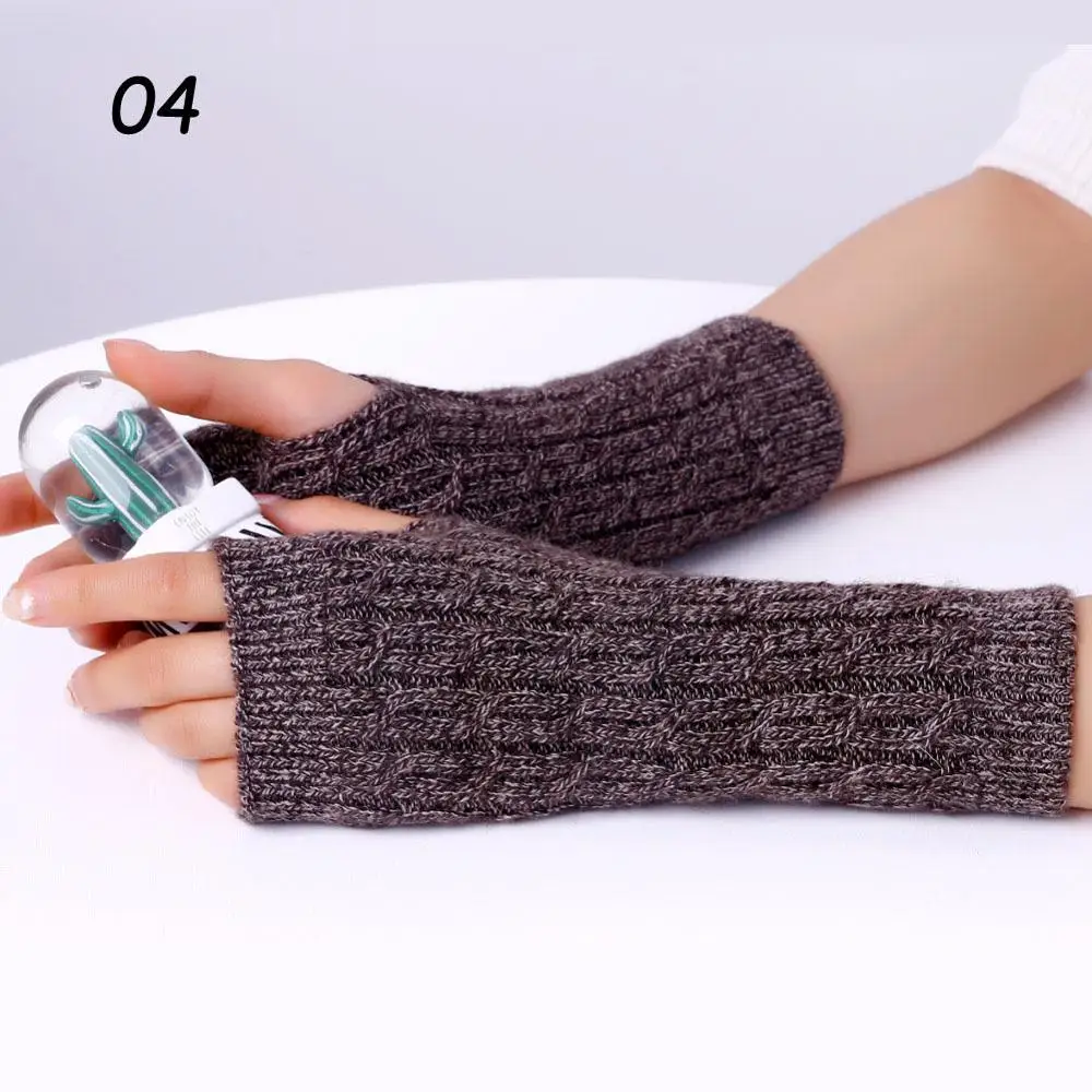 04 Dark Gray Sparsil, женские кашемировые перчатки, без пальцев, зимние, вязаные, вязаные, варежки, половина пальцев, на запястье, рукав 22 см, женские, эластичные, теплые перчатки - Цвет: 04 Dark Gray