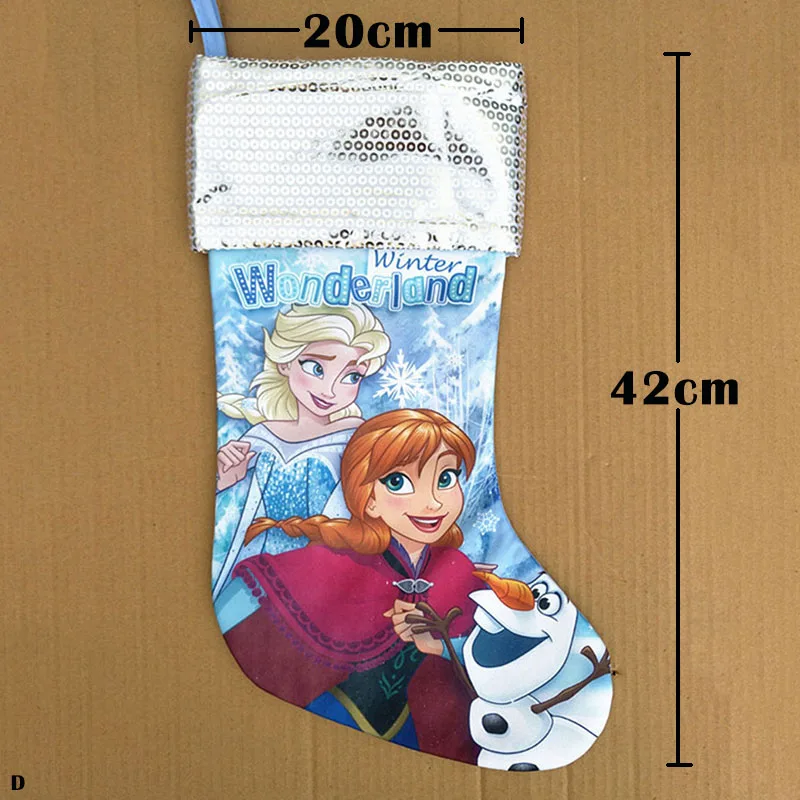 Children cartoon Christmas stockings princess socks kids gift candy packing bag mouse Superherro | Дом и сад