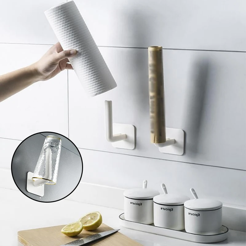 

Kitchen Free Punching Self-adhesive Accessories Under Cabinet Paper Roll Rack Towel Rack Paper Towel Rack Storage Rack Bathroom