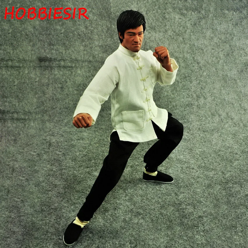 Коллекция 1/6 года, китайский костюм Kongfu, Брюс Ли, белый, с длинным рукавом, кунг-фу, Тан, костюм, комплект одежды, модель для 12 дюймов, фигурка тела
