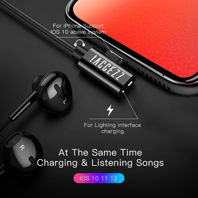 ! ACCEZZ 2 в 1 магнитные наушники освещение для iPhone XS MAX XR X 8 7 Plus вкладыши HiFi IOS 11 12