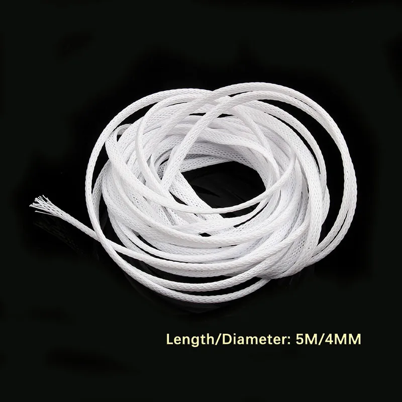 5M White Cable Sleeves DIY High quality Braid PET Expandable Sleeving Density Sheathing 2/4/6/8/10/12/15/20/25mm | Обустройство дома