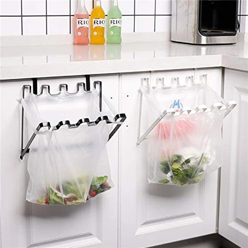 

Portable Garbage Bag Hanger Trash Bag Holder Hanging Organizer Storage Rack for Kitchen