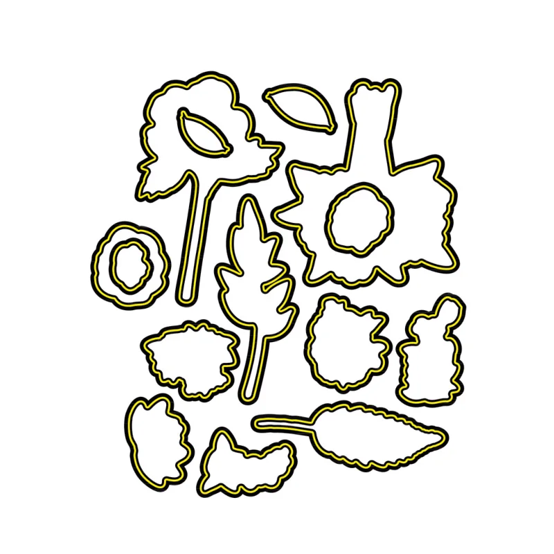 Четкие наборы штампов и координационных букет цветов стебли листьев прозрачные