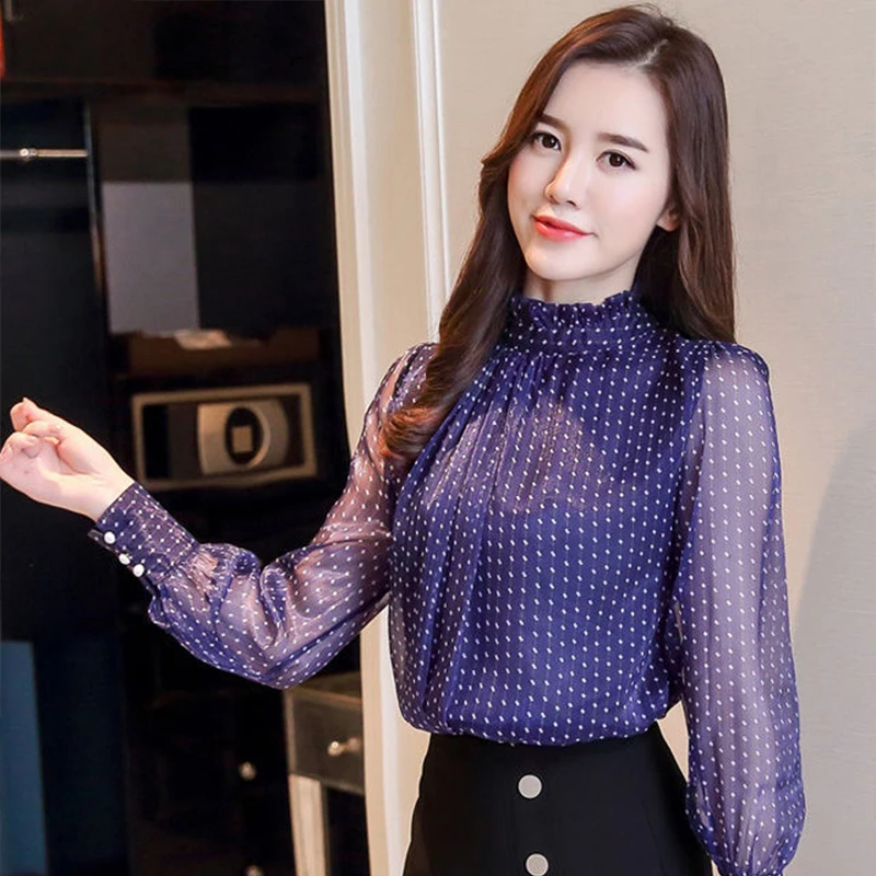 

Fashion Women's Spring Autumn Hollow Out Lace Blouses Lady Casual O-Neck Long Sleeve Shirts Elegant Women's Lace Tops DF3397