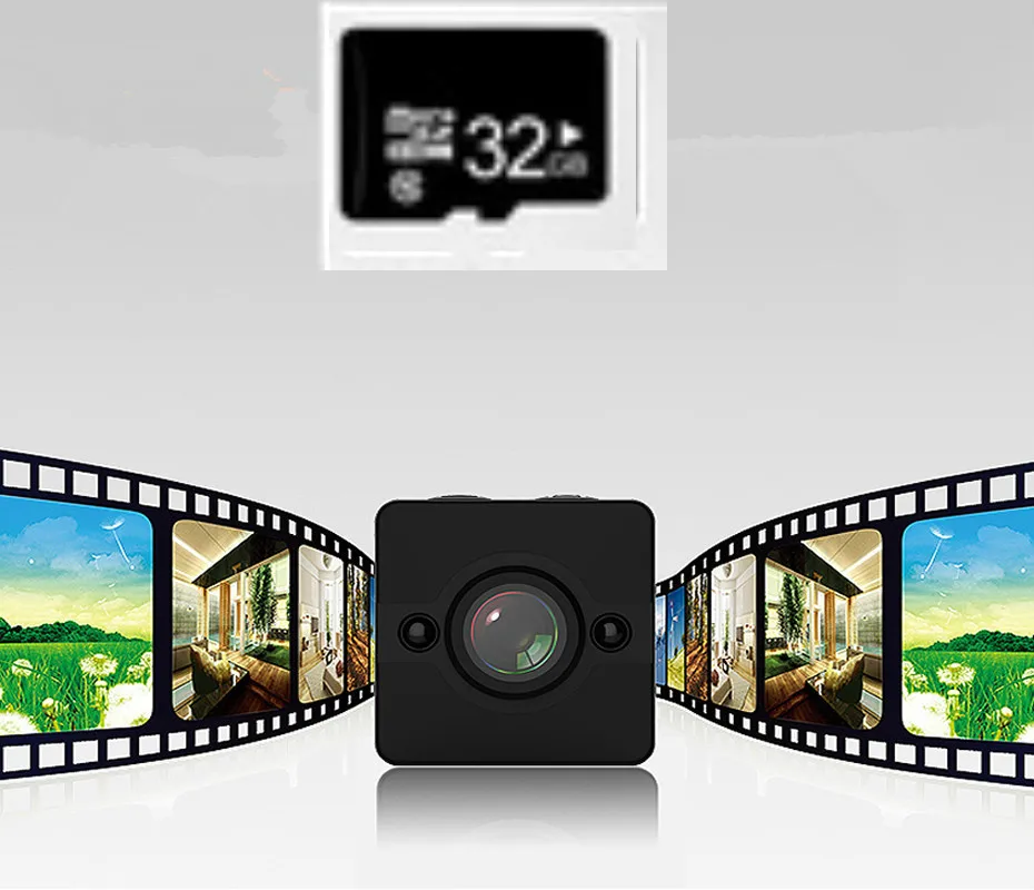 SQ12 мини IP камера HD 1080P водонепроницаемый широкоугольный объектив видеокамера спортивный цифровой видеорекордер инфракрасного ночного видения микро камера маленькая камера s - Цвет: SQ12Add32GBTFCard