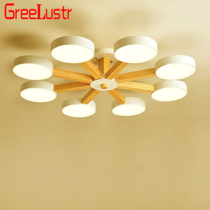 Скандинавский деревянный светодиодный потолочный светильник люстра