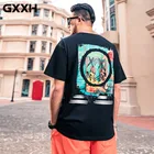 GXXH футболка 100% с добавлением хлопка с нарисованными большими высотой более Размеры d топы, футболки с рисунком в виде улыбающихся рожиц; Покрытым масляной краской футболки размера плюс больших размеров, 4XL 5XL 6XL 7XL