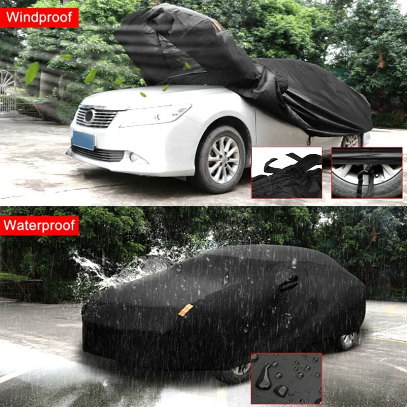 

190T Universal Full Car Cover Outdoor Sun Protection Cover Waterproof Sunsn UV Snow Dustproof Cover XXL 5.3X2.0X1.5M