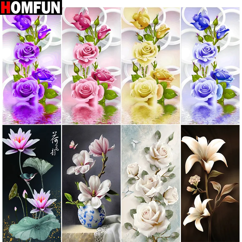 

HOMFUN 5D Diamond Pattern Rhinestone Needlework Diy Diamond Painting Cross Stitch "Flower landscape" Diamond Embroidery