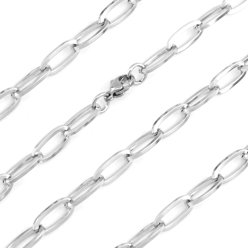 1.2wire-silver- 5 шт. мужское панк уникальное квадратное овальное длинное О-образное ожерелье застежка цепь Модные серебристые золотые мужские ювелирные изделия из нержавеющей стали Прямая поставка - Окраска металла: 1.2wire-silver-