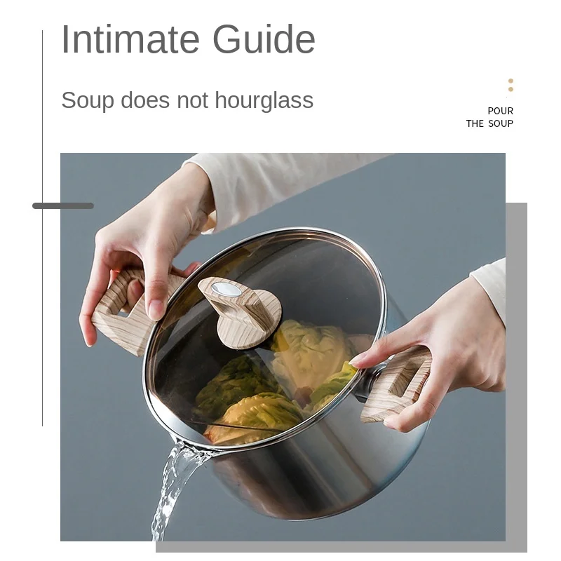 

304 Stainless Steel Soup Pot Thickened Double Handle Hot Pot General Kitchen Supplies Pots For Cooking Cookware Milk Pot
