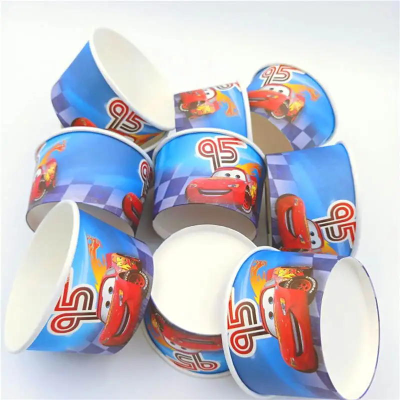 Ice cream bowl 10pcs 24 шт./компл. Lightning Mcqueen со вставленной картой продукция изображение декорирование тортов капкейк Палочки малыш День рождения украшения свадебные сувениры - Цвет: Ice cream bowl 10pcs