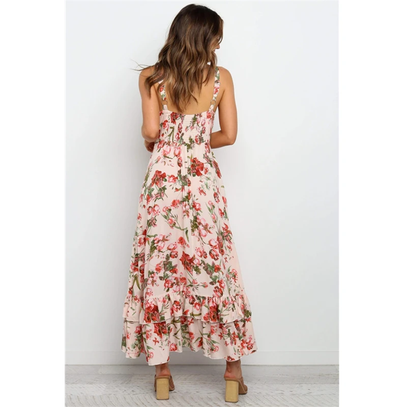 

Plus Size Summer Print Women Dresses 2020 Vacation Style Long Dress