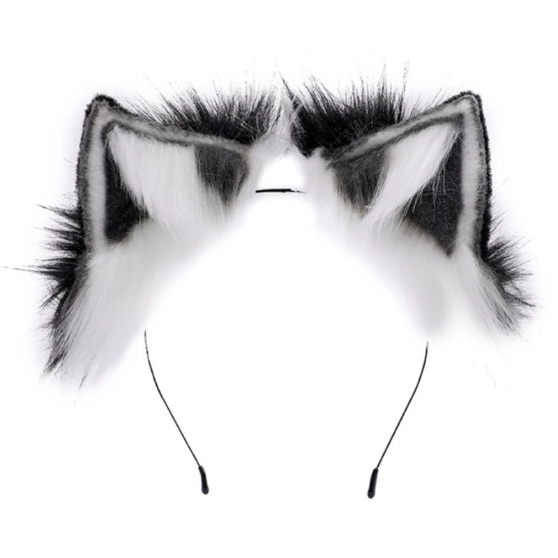 

Realistic Kitten Ears Headband Faux Fur Plush Animal Halloween Cosplay Hair Hoop