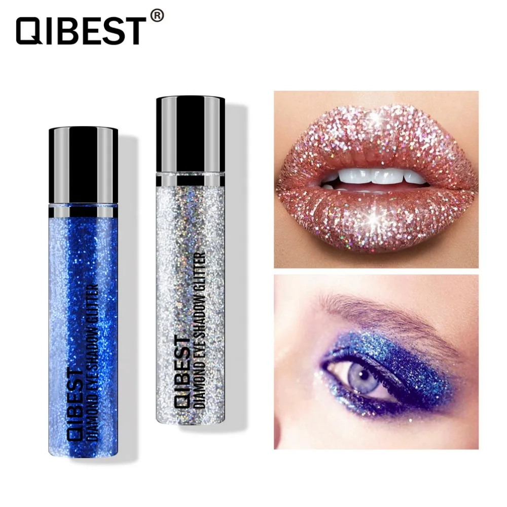 Палетка блестящих теней Qibest для век водостойкие металлические одноцветные тени