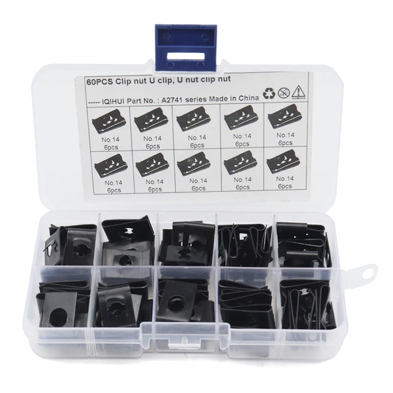 

60pcs Black U-shaped reed nut clip Splint Nut for automotive motorcycle interior decorative plate
