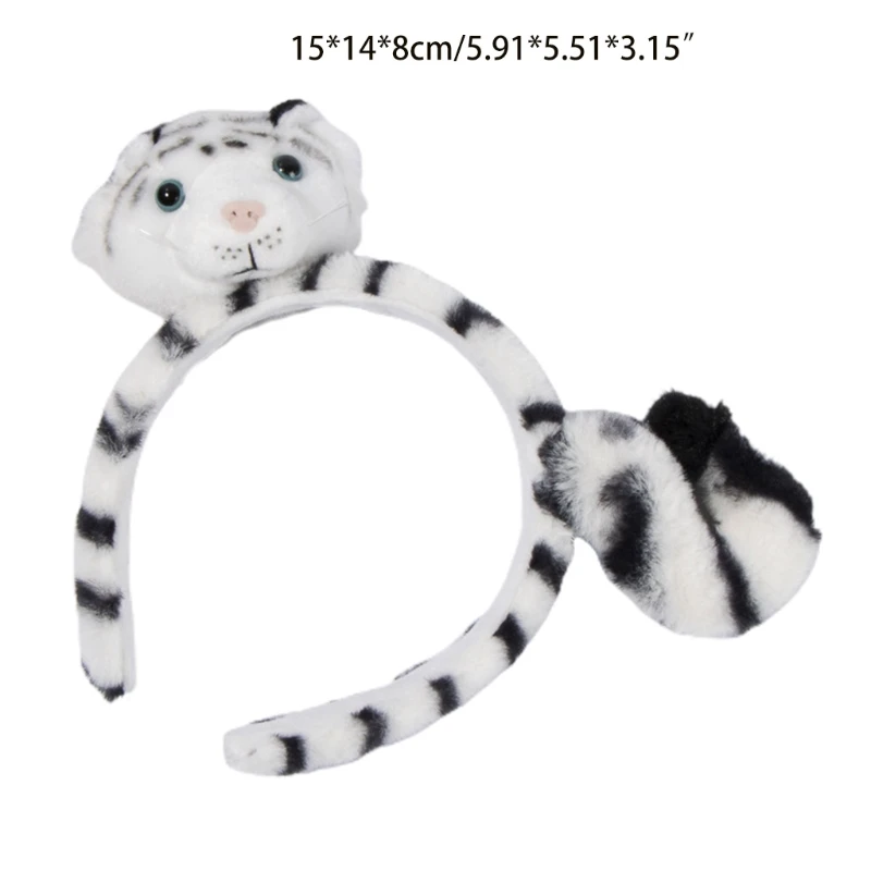 Плюшевые искусственные Мультяшные аксессуары с хвостом и тигровыми ушками