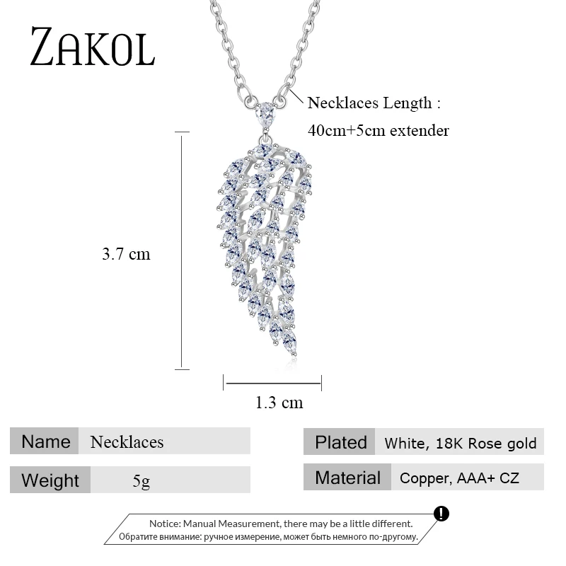 ZAKOL Новое поступление Модные Листья кубический циркон кулон ожерелья для женщин