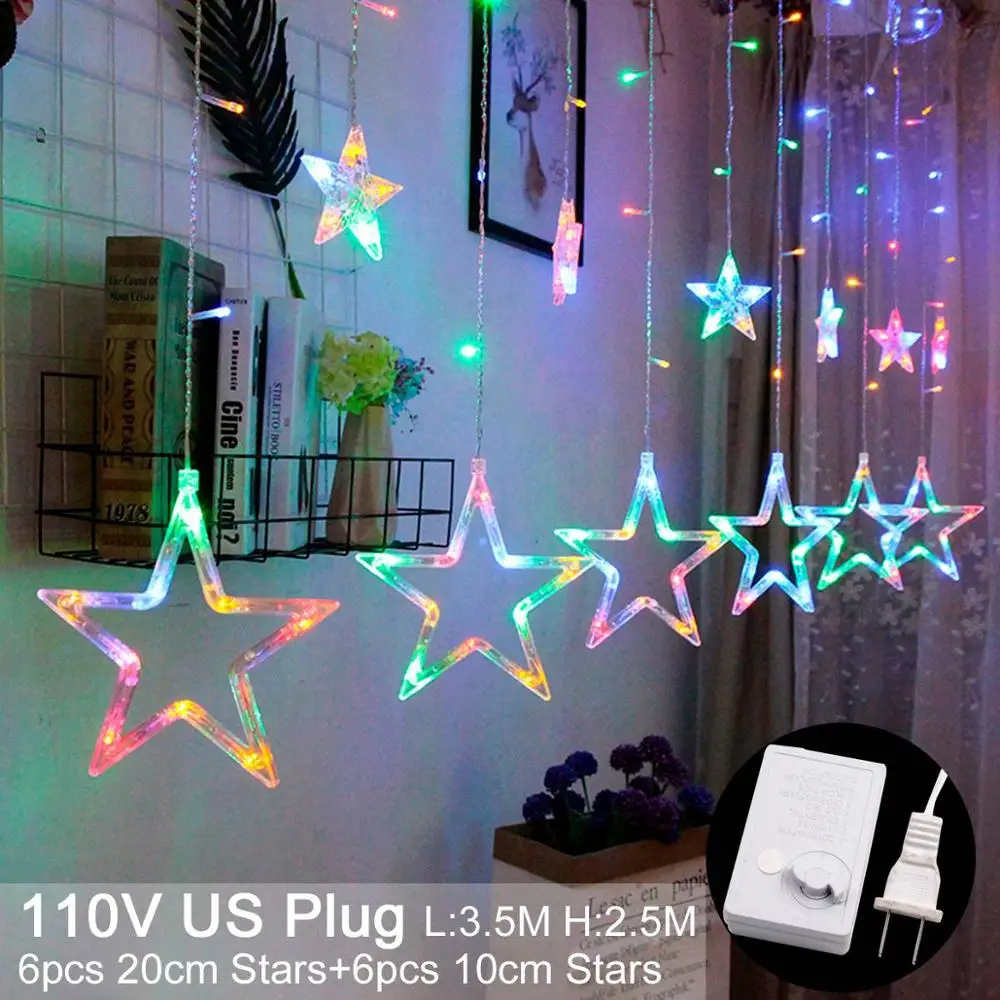 110V Multicolor QIFU Рождественская елка занавеска С лосями светильник Счастливого Рождества Декор для дома Рождество украшения Рождественские подарки Navidad год - Color: 110V Multicolor