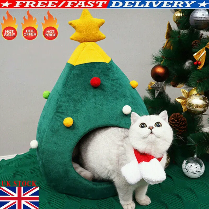 2020 Newest Hot Christmas Dog Cat Bed House Soft Nest Tree Shape Pet Cave Litter Tent | Дом и сад