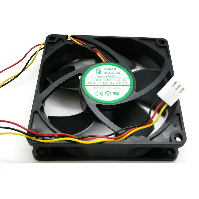 Для YONGLING 8020 12 В 2,8 Вт DFC802012H 80*80*20 мм охлаждающий вентилятор 3 провода hzdo