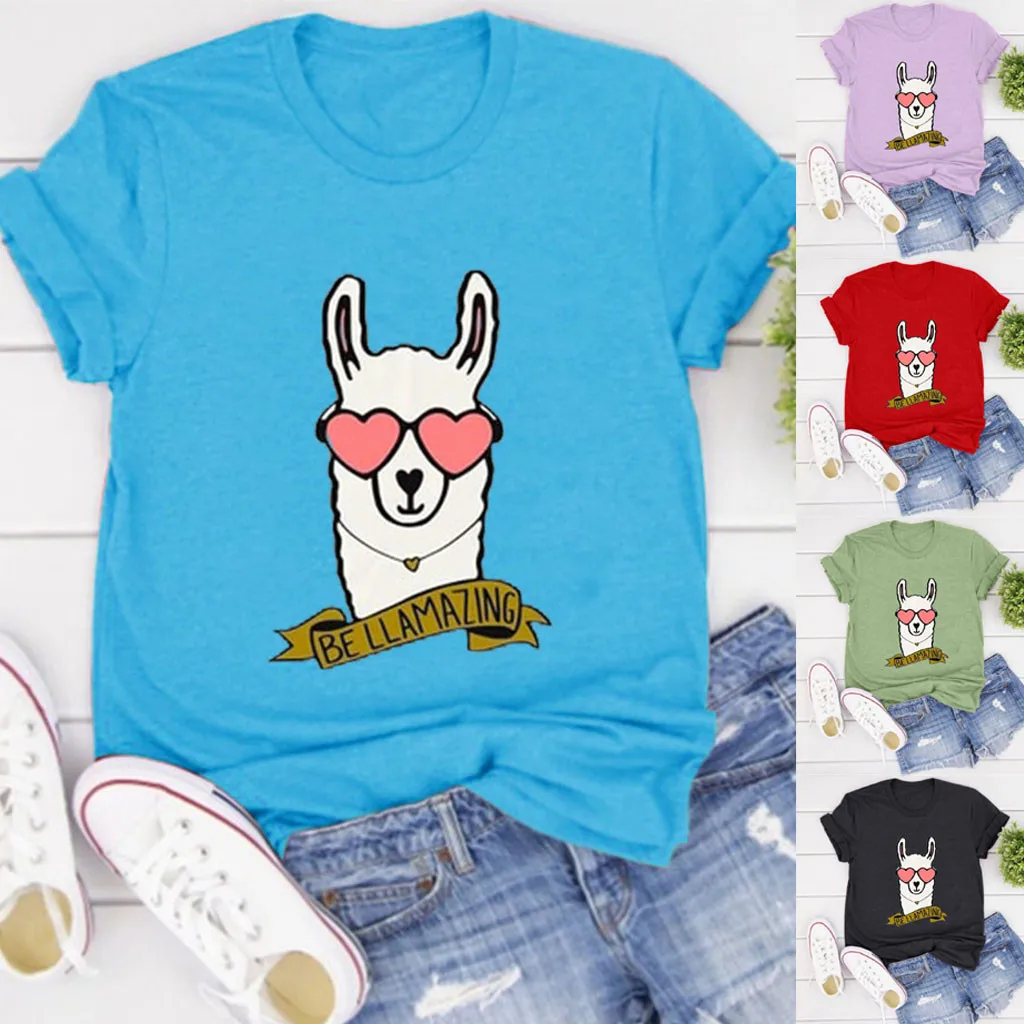 Kawaii женские плюс размер два больших сердца очки принт круглый вырез топ женский