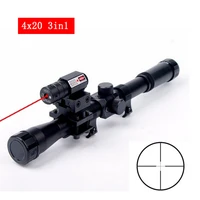 4x20 optical sight with red dot laser combo 11mm rail mounts tactical spotting scope for hunting crossbow and rifle airsoft gun