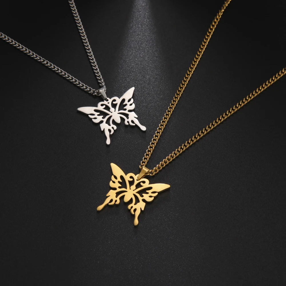 

Cazador 2022 Butterfly Pendant Chain Necklace for Women Neck Chain Stainless Steel Choker Jewelry Mother's Day Gift Wholesale