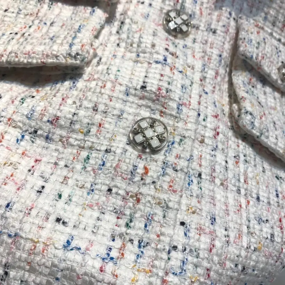 2019FW Высококачественная Женская Роскошная твидовая куртка пальто женские карманы повседневное пальто gdnz 10,04