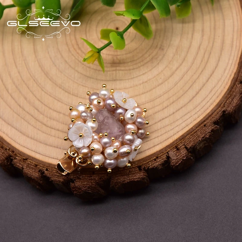 

GLSEEVO Natural Freshwater Pearl Hairpin Woman Couple Dating Natural Shell Flower Crystal Fashion Hair Accessories GH0030