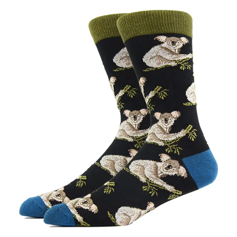 Hot Sale New Mens sock Polar Bear Koala Yellow Duck Pattern Hip hop Cool Socks for Men Thick Long Skate Funny Socks Colorful