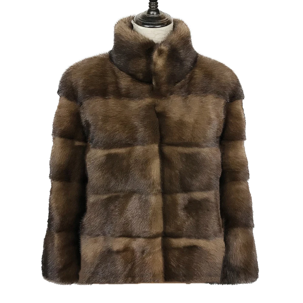 TOPFUR Autumn Real Fur Coat Woman Natural Mink Fur Jacket Woman Fashion Luxuriou Fur Coat Long Mink Fur Outwear Winter Coat Warm