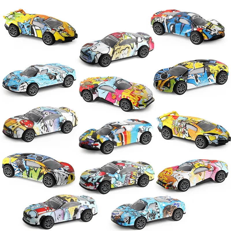 Металлические модели автомобилей из сплава с граффити цветные Гоночные Игрушки