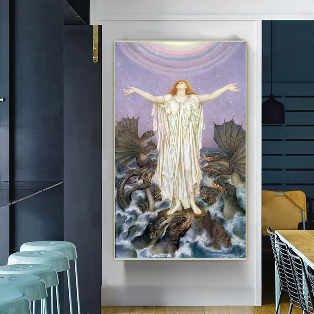 

Evelyn De Morgan "S.o.s" Canvas Oil Painting Aesthetics Picture Print Wall Artwork Decor Home Living Room Decoration