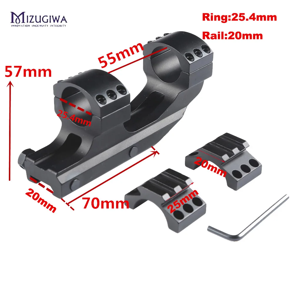 Rail20mm Ring25.4mm MIZUGIWA Тактический цельный плоский Топ 30 мм двойное кольцо выше профиля прицела 20 мм рис Рельс Пикатинни для пневматической винтовки - Цвет: Rail20mm Ring25.4mm