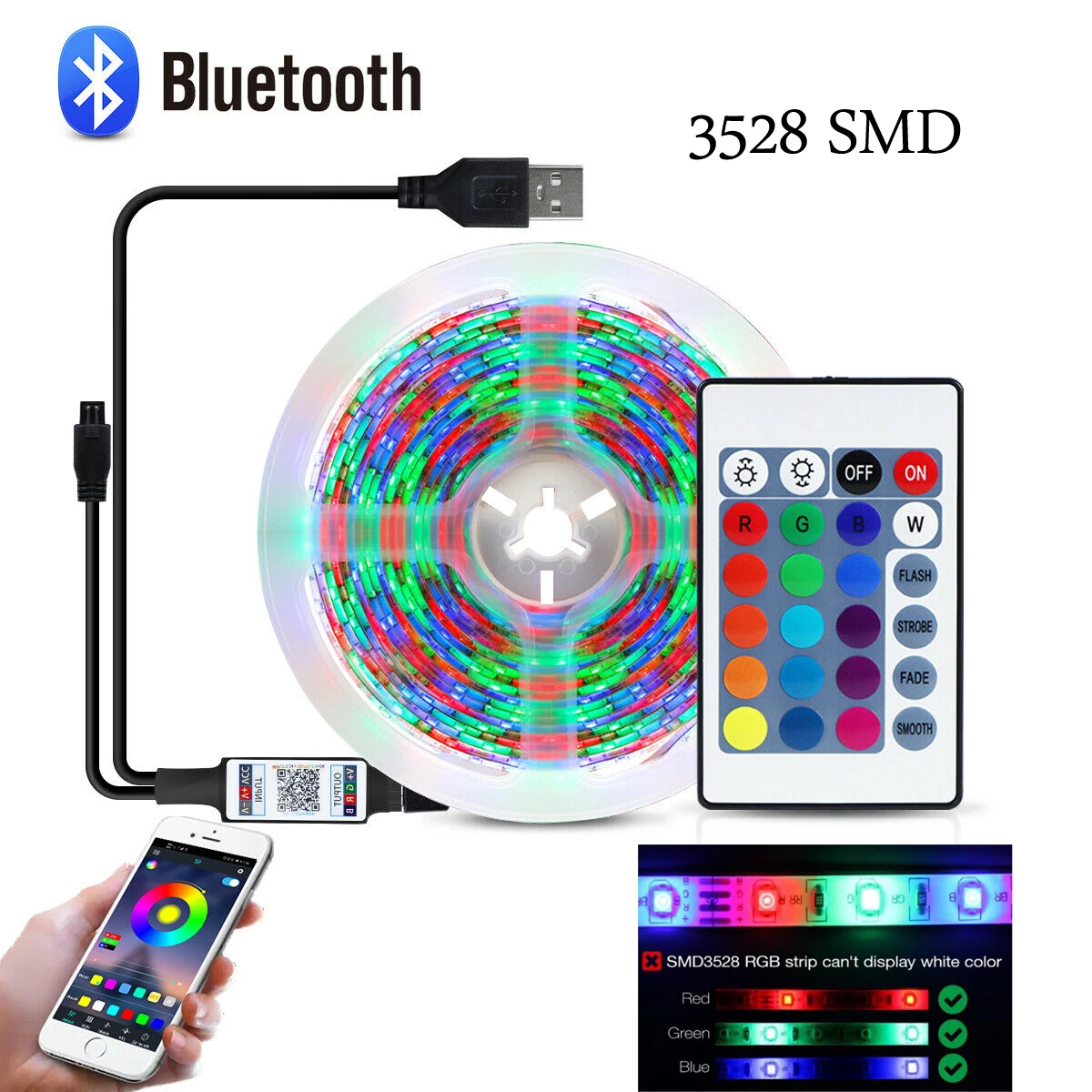 1 м-5 м USB светильник 2835 SMD красный зелёный Синий Светодиодная лента освещение s ТВ