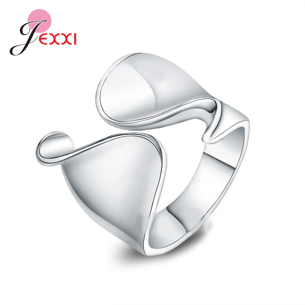 Новые модные геометрические кольца из стерлингового серебра 925 пробы с широкими