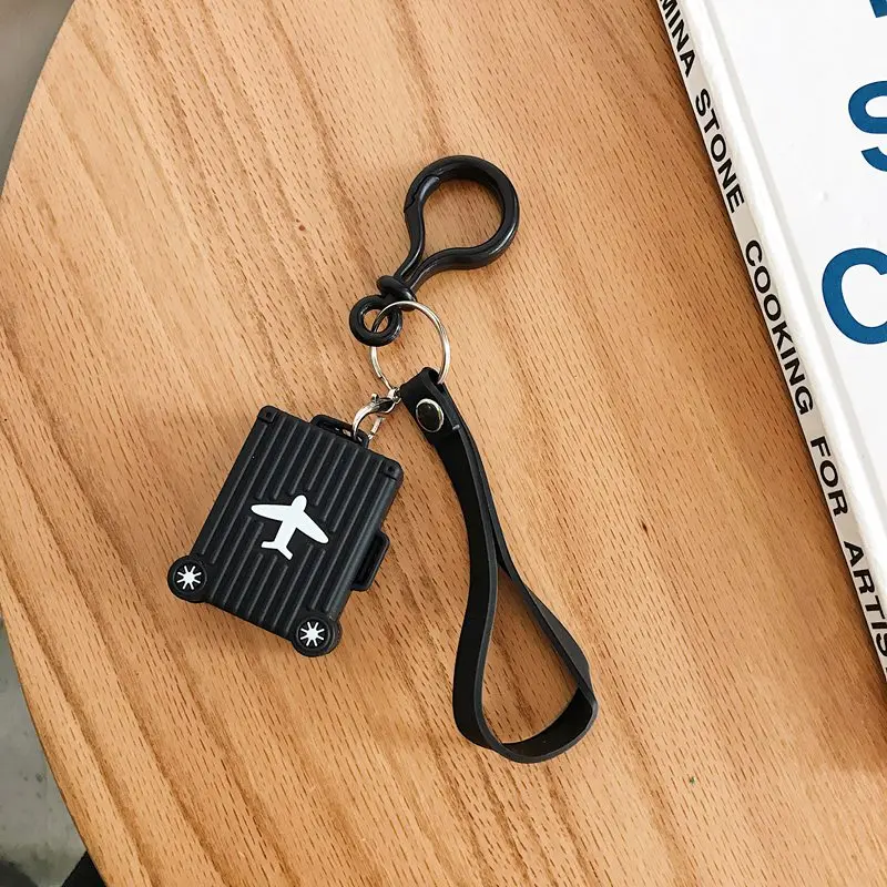 Cartoon Travel Luggage Milk Tea Decor Pendant Toy Lanyard For iPhone Airpods Protective case Key Chains Girl Bag Hang Car Key