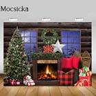 Mocsicka 2021 Рождественский фон фотография Рождественская елка камин Окно Снег Луна ребенок портрет фото фон фотосессия