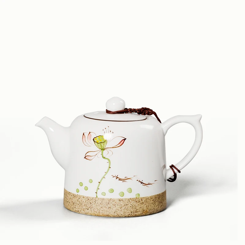 

Porcelain 13cm Coarse Pottery Flower Tea Pot Ceramic Teaset Chinese Kung Fu Teapot Hand Painted Teaware Set Home Decor